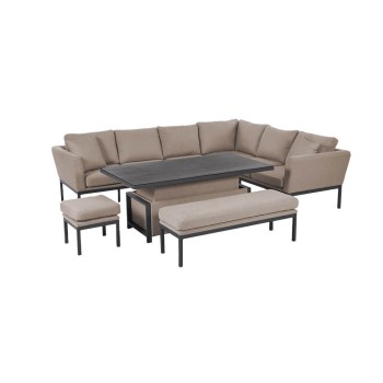 Salon de Jardin d'Angle avec Table Relevable Argenta