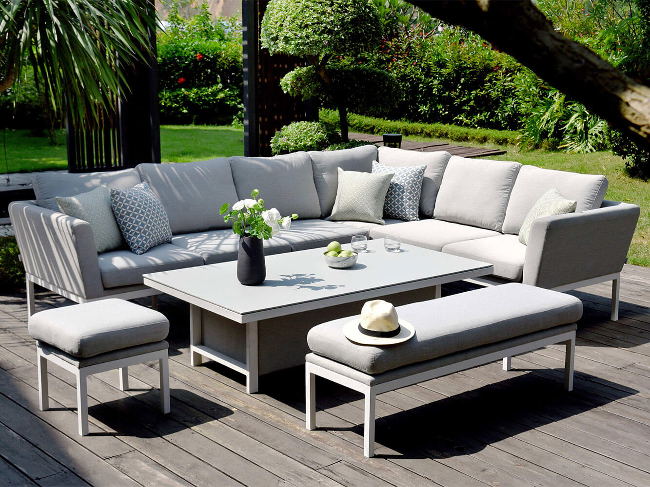 Salon de Jardin d'Angle avec Table Relevable Argenta Salon de Jardin d'Angle avec Table Relevable Argenta