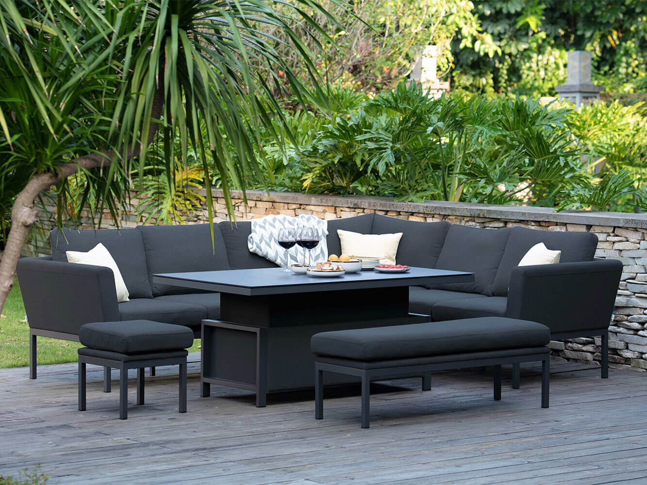 Salon de Jardin d'Angle avec Table Relevable Argenta Salon de Jardin d'Angle avec Table Relevable Argenta