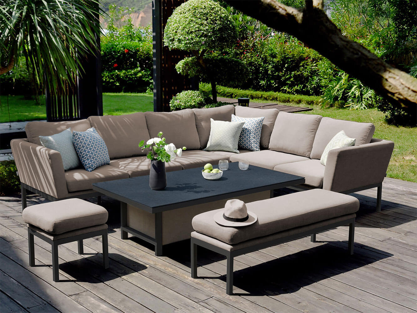 Salon de Jardin d'Angle avec Table Relevable Argenta Salon de Jardin d'Angle avec Table Relevable Argenta