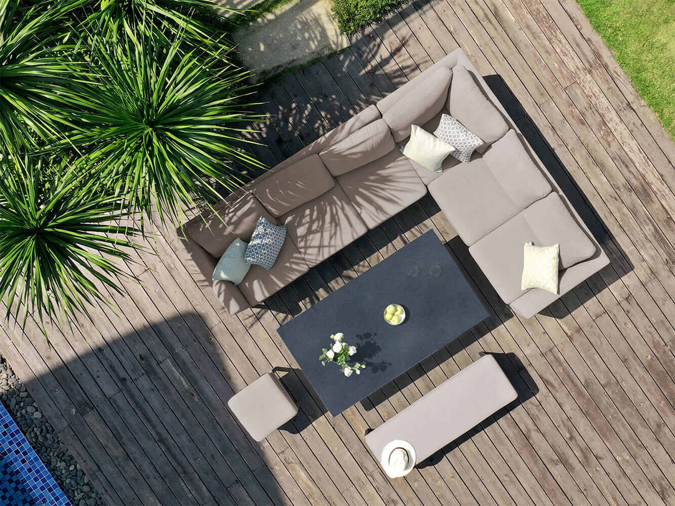 Salon de Jardin d'Angle avec Table Relevable Argenta Salon de Jardin d'Angle avec Table Relevable Argenta