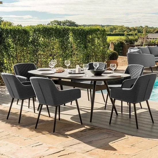 Fenetti Zest 6 Seat Oval Dining Set, Oval Outdoor Dining Table Set For 6